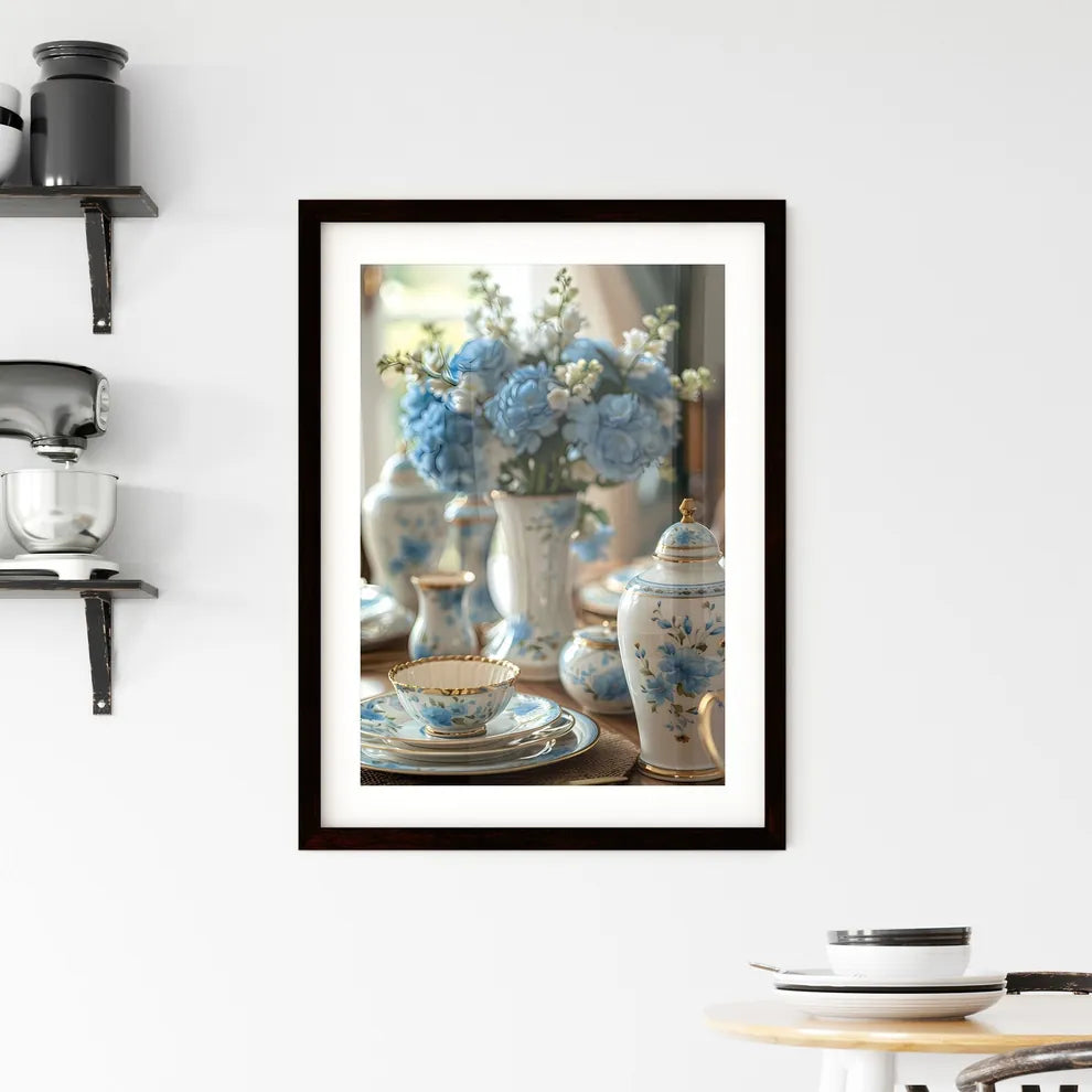 Vibrant Painting of Chinese Blue and White C Framed Print