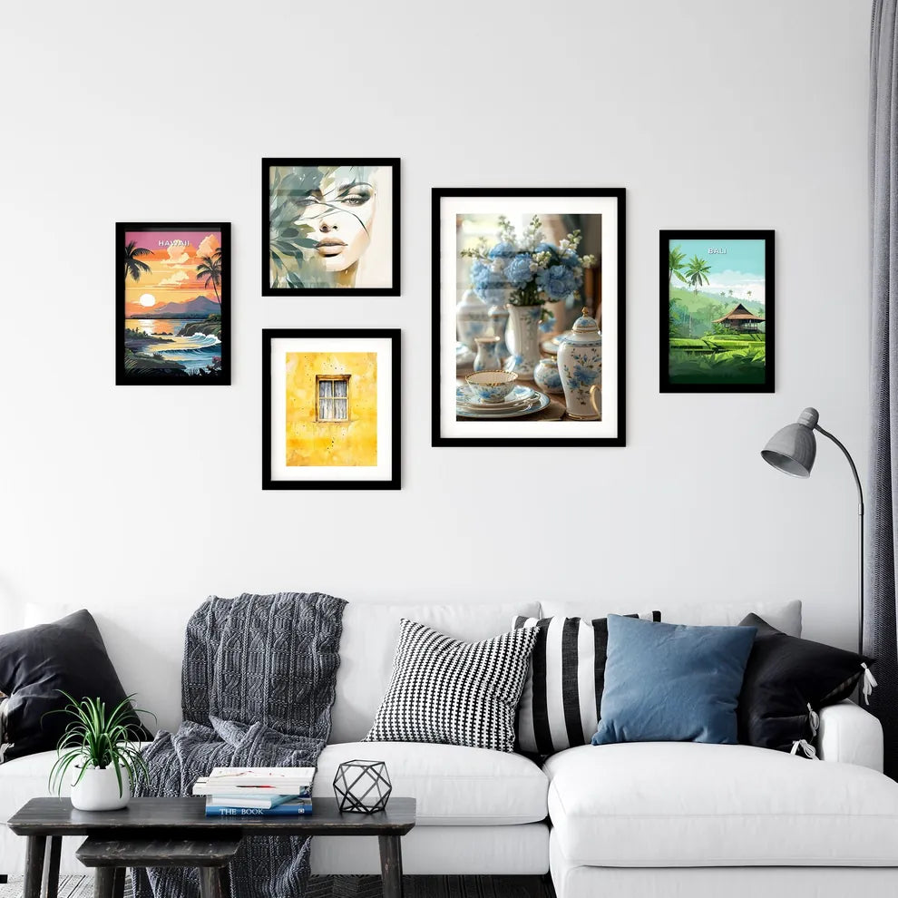 Vibrant Painting of Chinese Blue and White C Wall Art