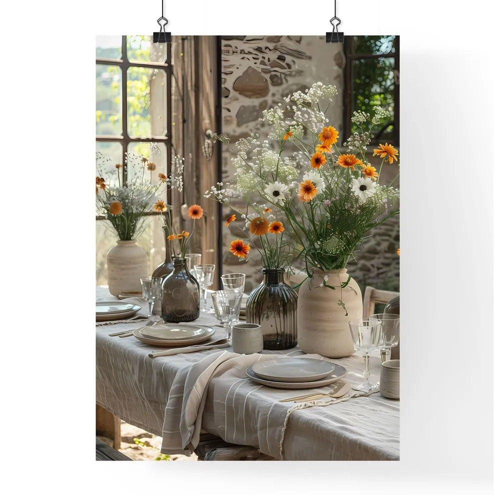 Abstract Art Painting with Vases and Plates  Poster