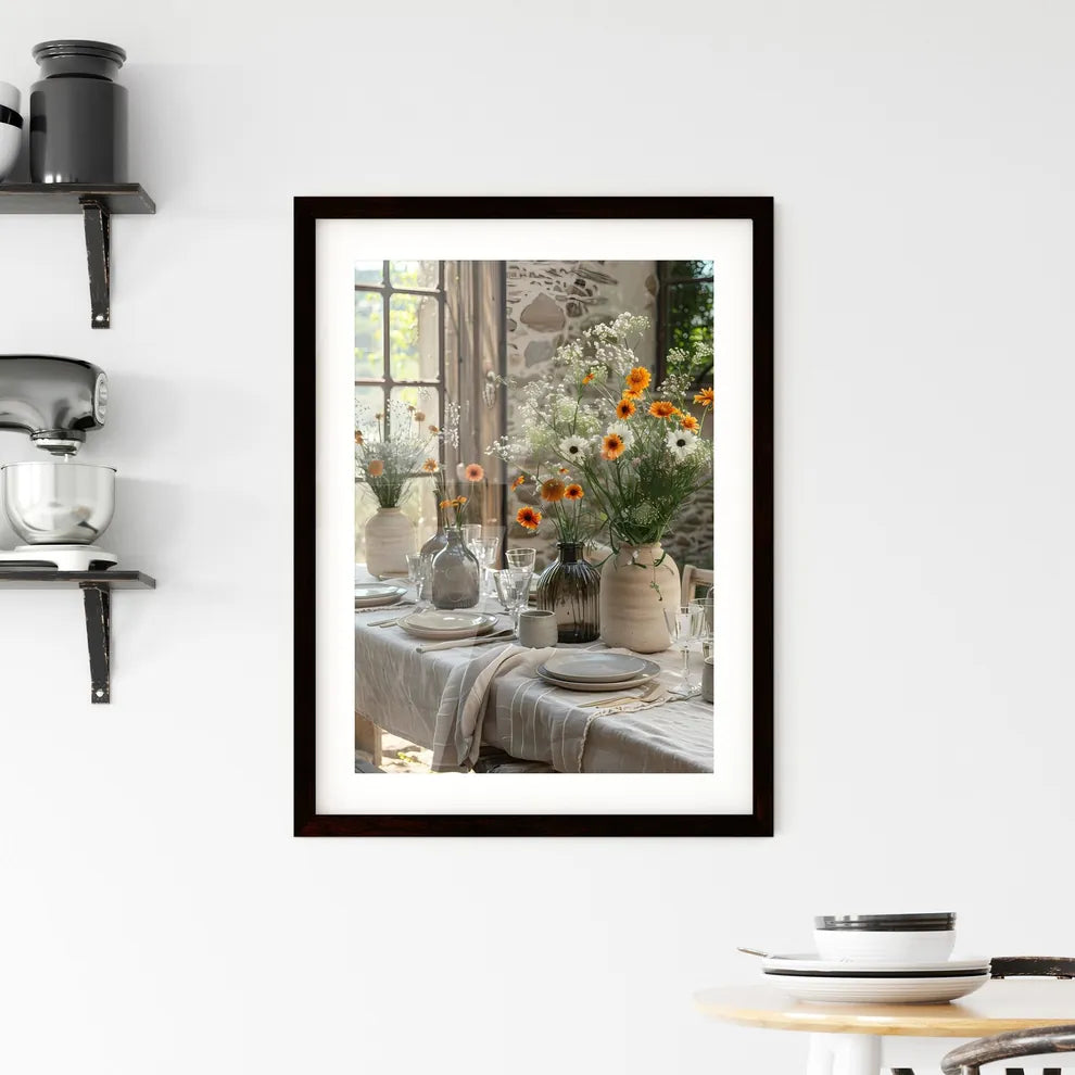 Abstract Art Painting with Vases and Plates  Framed Print