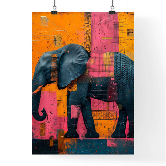 Abstract African Painting with Vibrant Elephants Poster