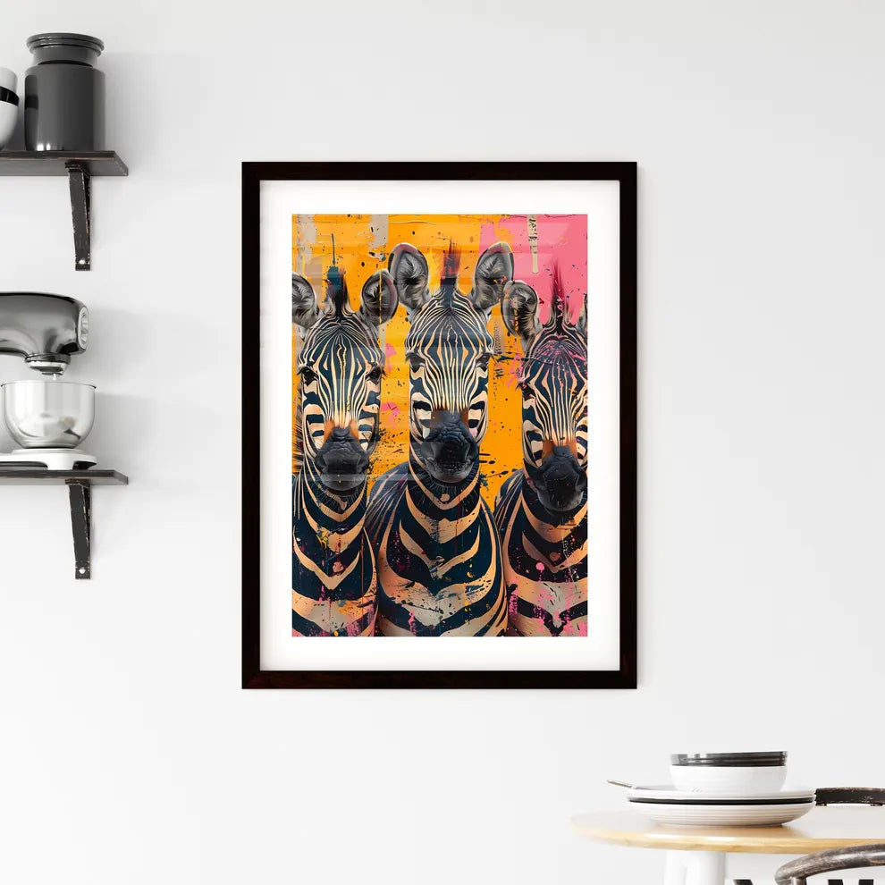 African Art Zebra Savannah Ab Framed Print