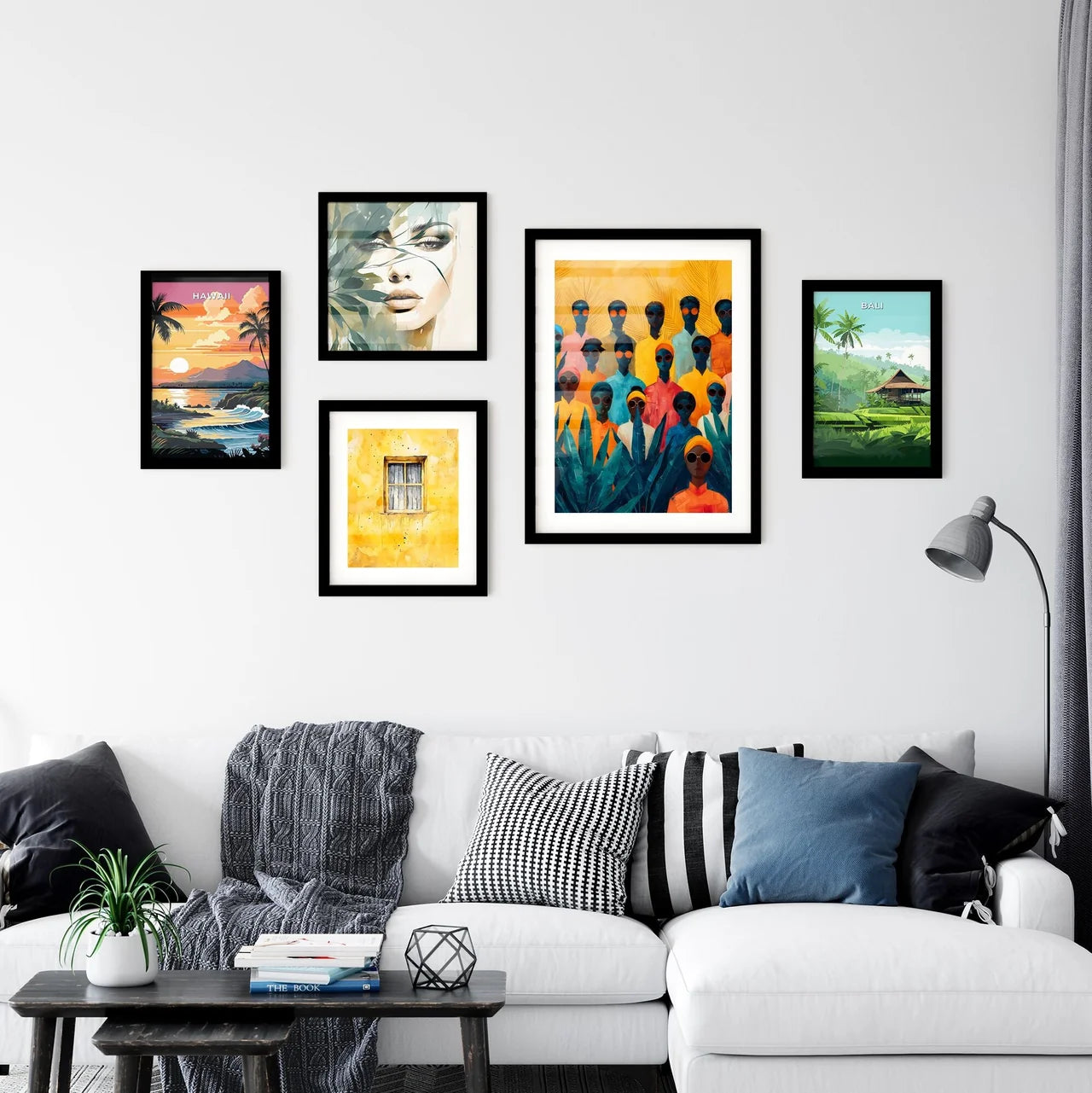 Vibrant Modern African Art Depicting Men and Women in Urban Jungle with Sunglasses Art Print