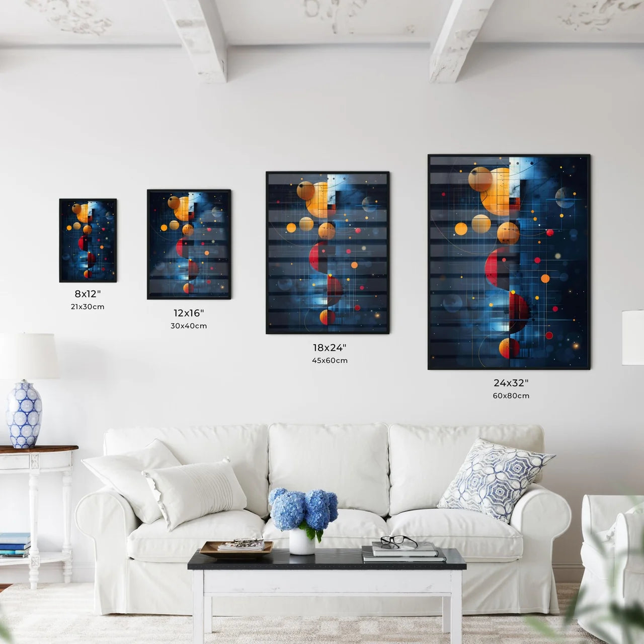 Abstract circles and lines colliding art - Kitchen Hangings