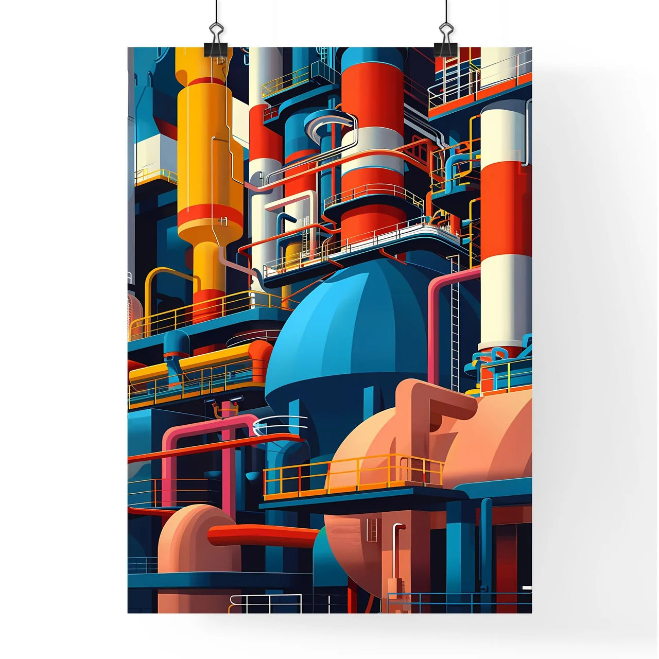 Colorful Abstract Industrial Factory Paintin Poster