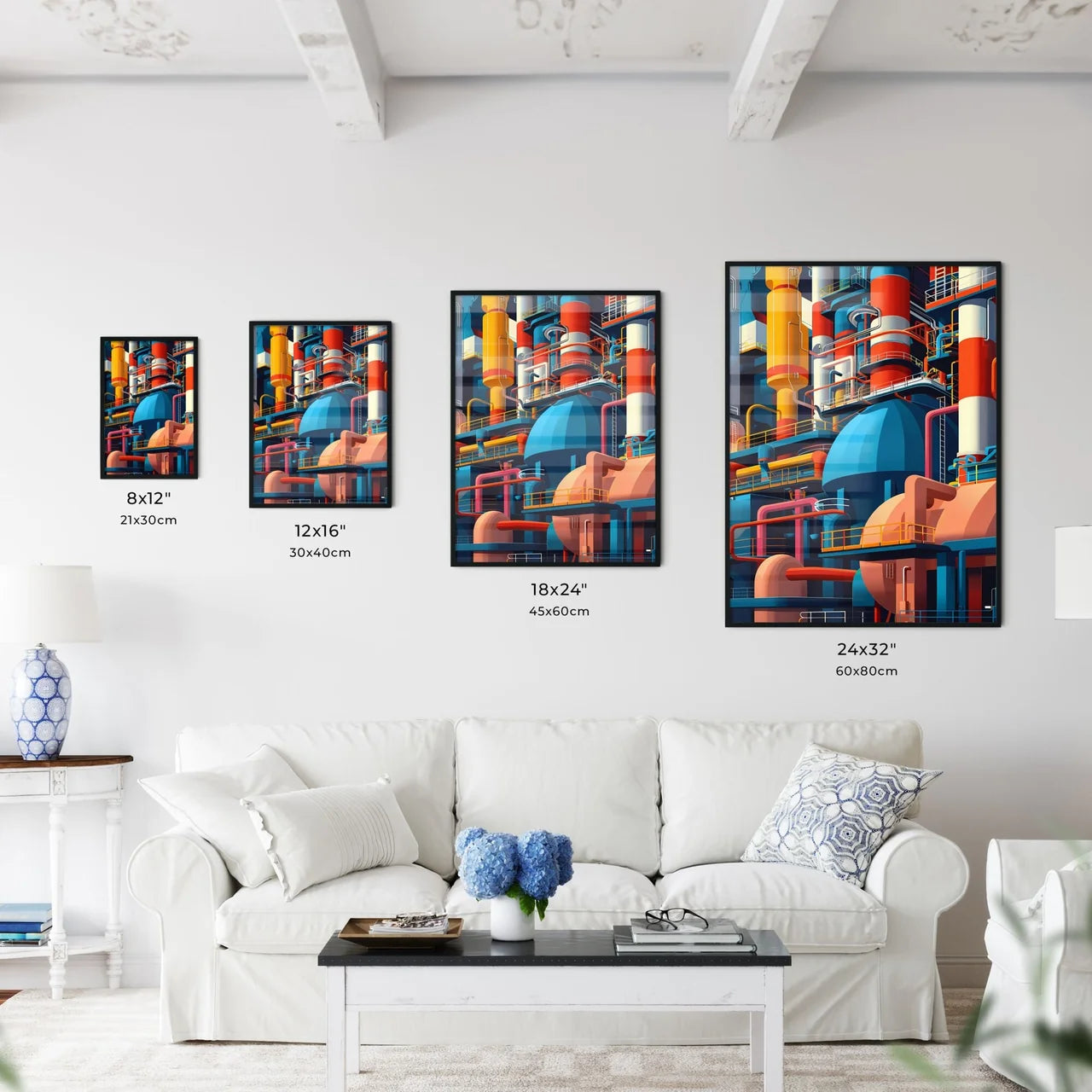 Colorful Abstract Industrial Factory Paintin - Kitchen Hangings