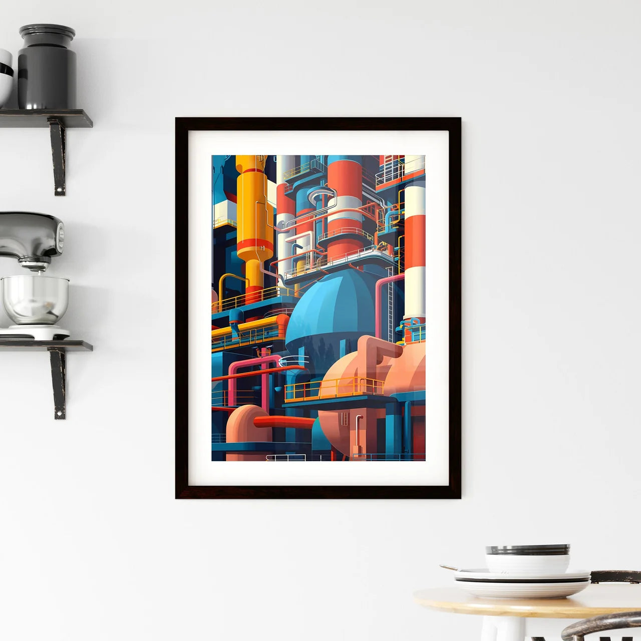 Colorful Abstract Industrial Factory Paintin Framed Print