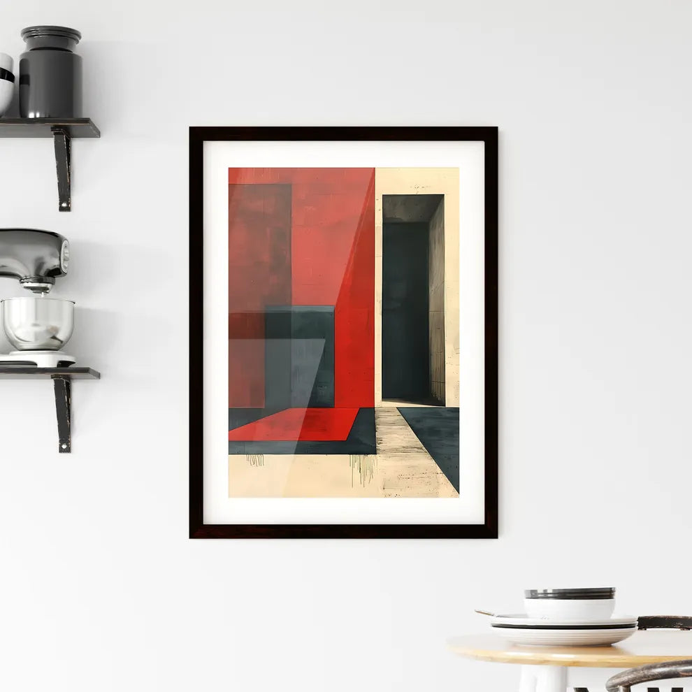 Abstract minimalist geometric wall art black white red striking lines modern contemporary painting art Nouveau Custom Print