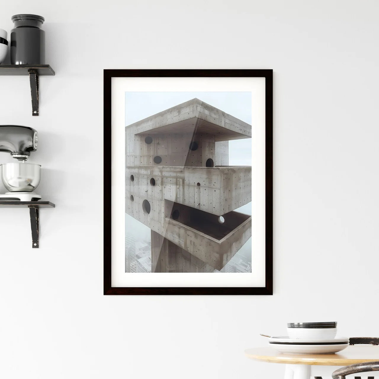 Vibrant Concrete Wall Art with Brutalistic Architecture and Rough Textures, Abstract Painting Close-up Custom Print