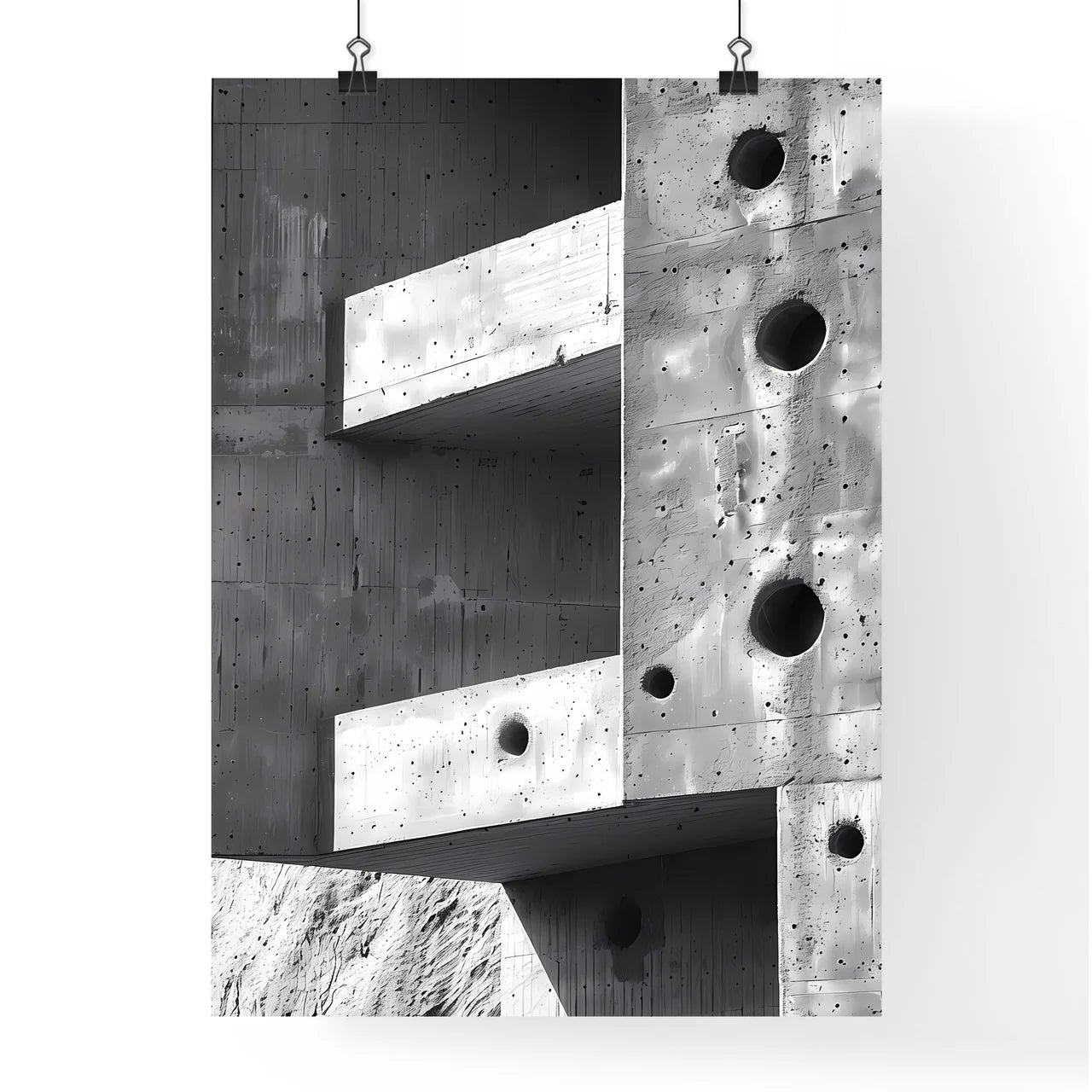 Concrete Art Brutalist Building Facade Close Up Poster