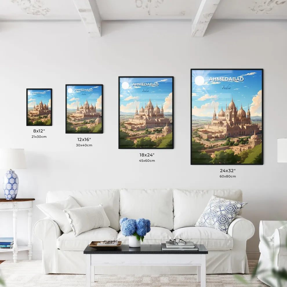 Vibrant Skyline Painting of Ahmedabad, India's Towers and Architecture Default Title