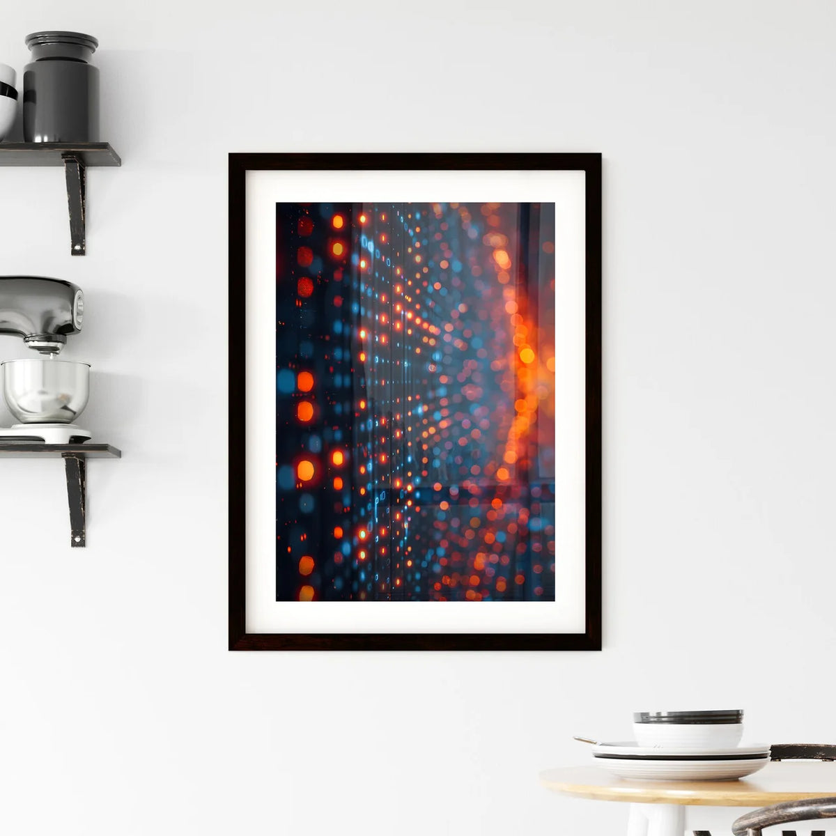 Neon Strokes AI Conceptual Art Display Data  Framed Print
