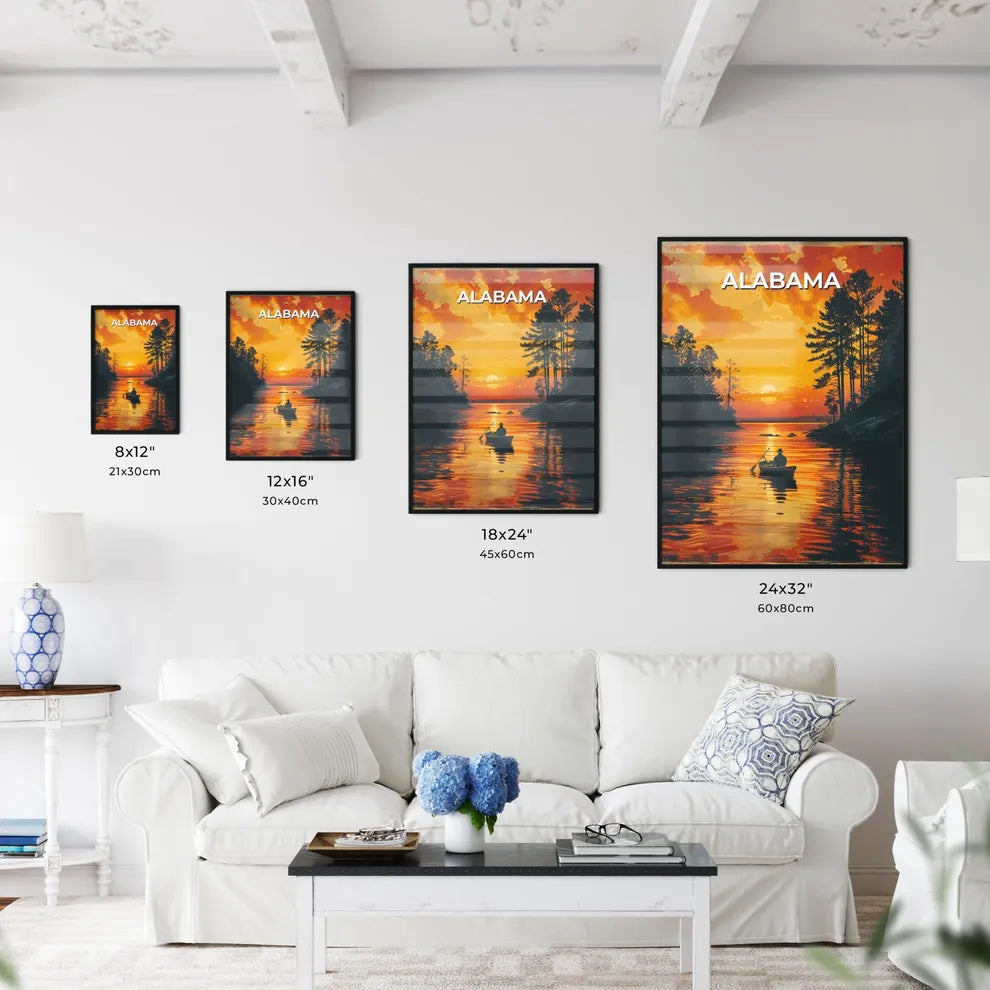Vibrant Sunset Painting Depicting a Man in a - Kitchen Hangings