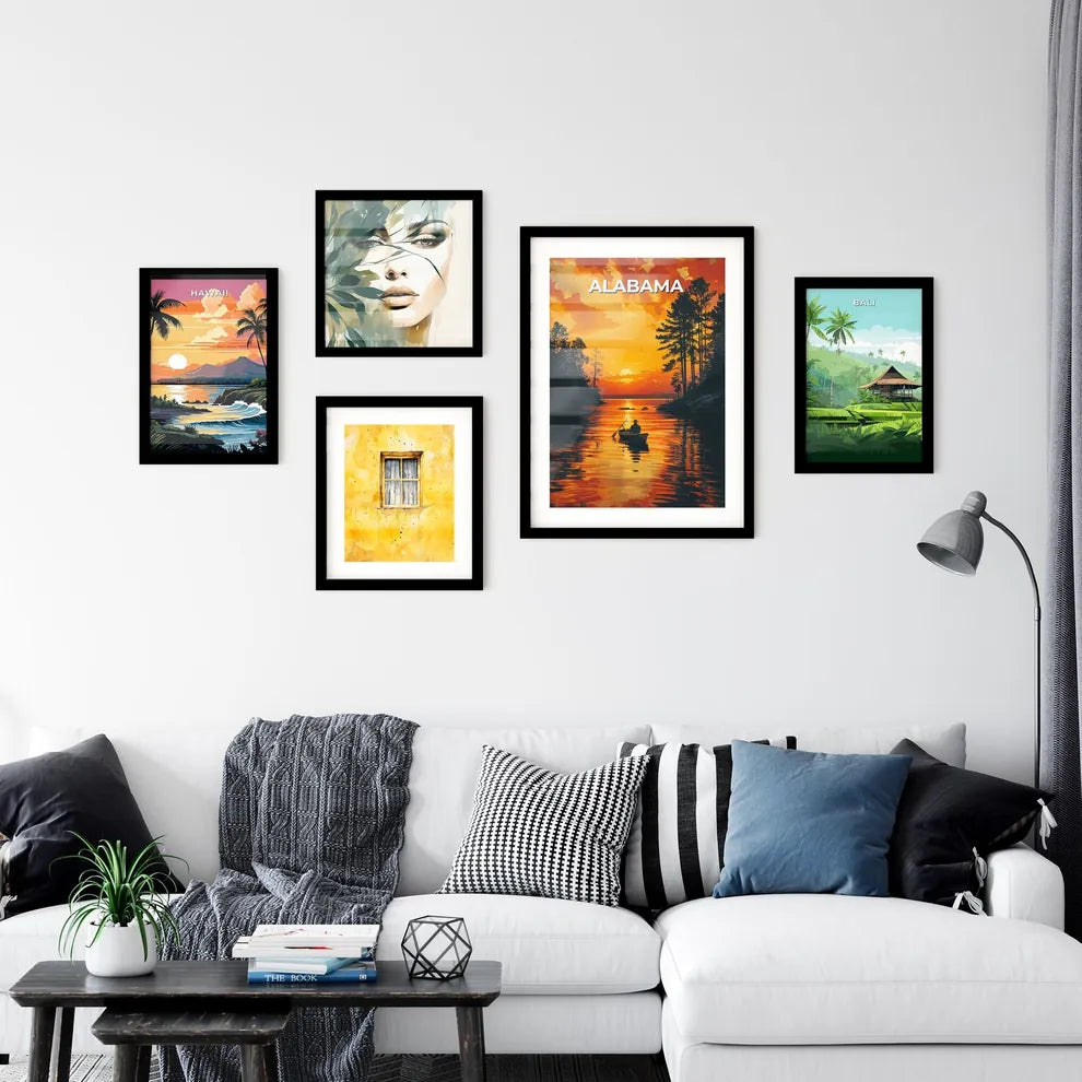 Vibrant Sunset Painting Depicting a Man in a Wall Art