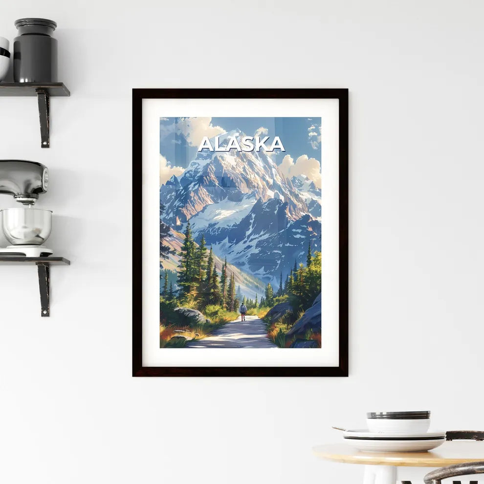 Colorful Landscape Painting of Alaskan Mount Framed Print