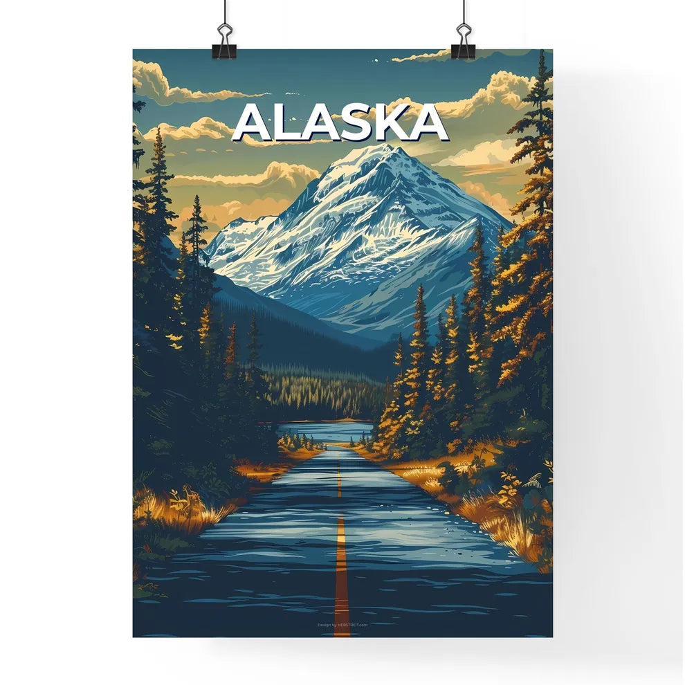 Abstract Mountain Highway Painting Poster