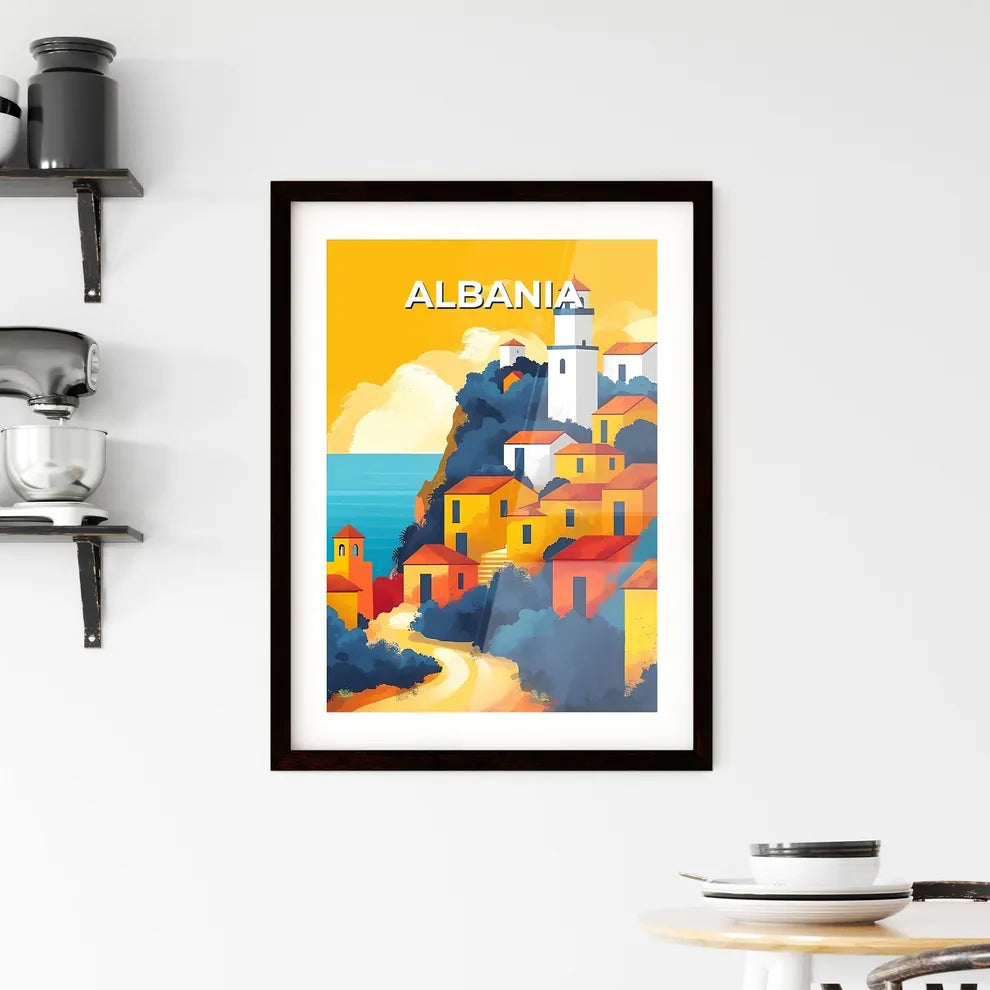 Colorful Hillside Houses, Albania - Vibrant Canvas Art Print, Europe Travel Custom Print