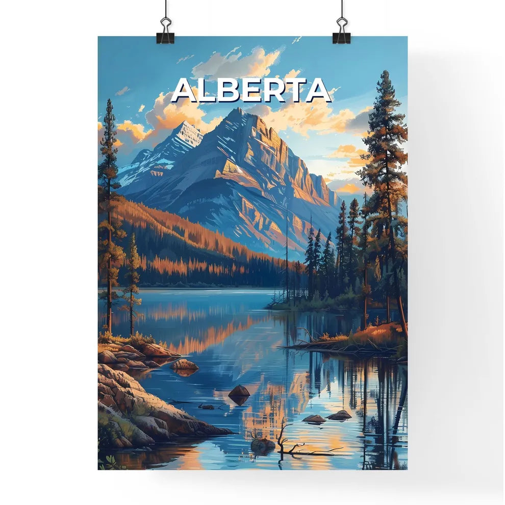 Vibrant Mountain Lake Painting - Alberta Poster