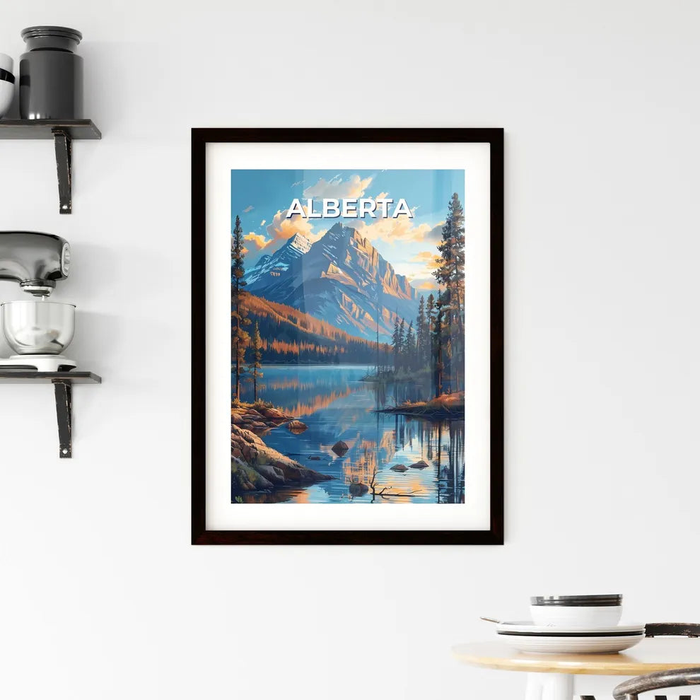 Vibrant Mountain Lake Painting - Alberta Framed Print