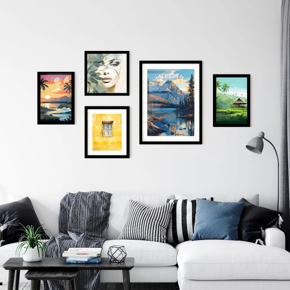 Vibrant Mountain Lake Painting - Alberta Wall Art