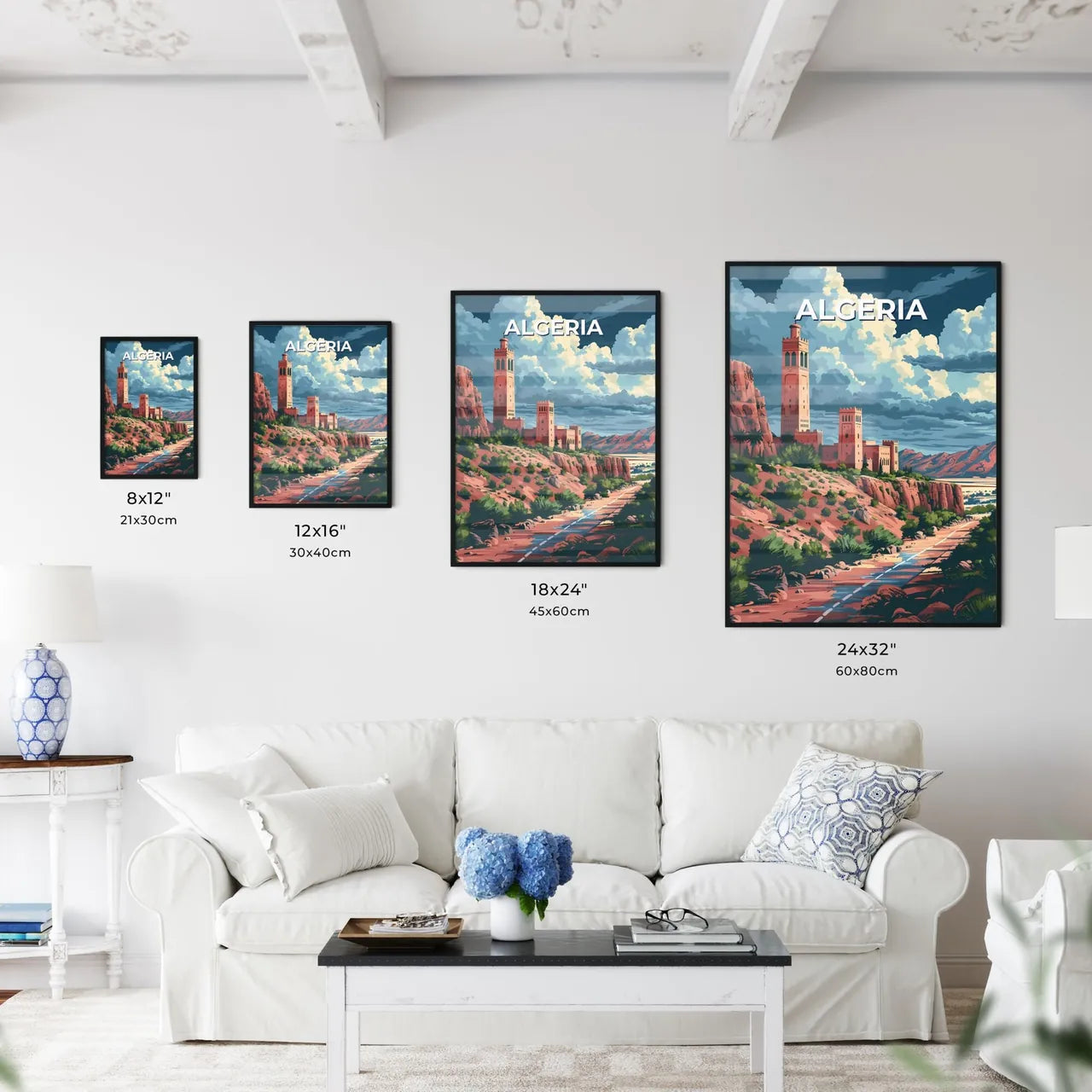 Art, Algeria, Africa, Castle, Landscape, Painting, Photography, Hill, Historical, Architecture, Castle on a Hill, Algerian Art, Algerian Landscape Size Chart