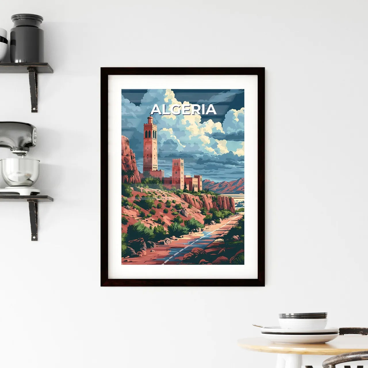 Art, Algeria, Africa, Castle, Landscape, Painting, Photography, Hill, Historical, Architecture, Castle on a Hill, Algerian Art, Algerian Landscape Custom Print