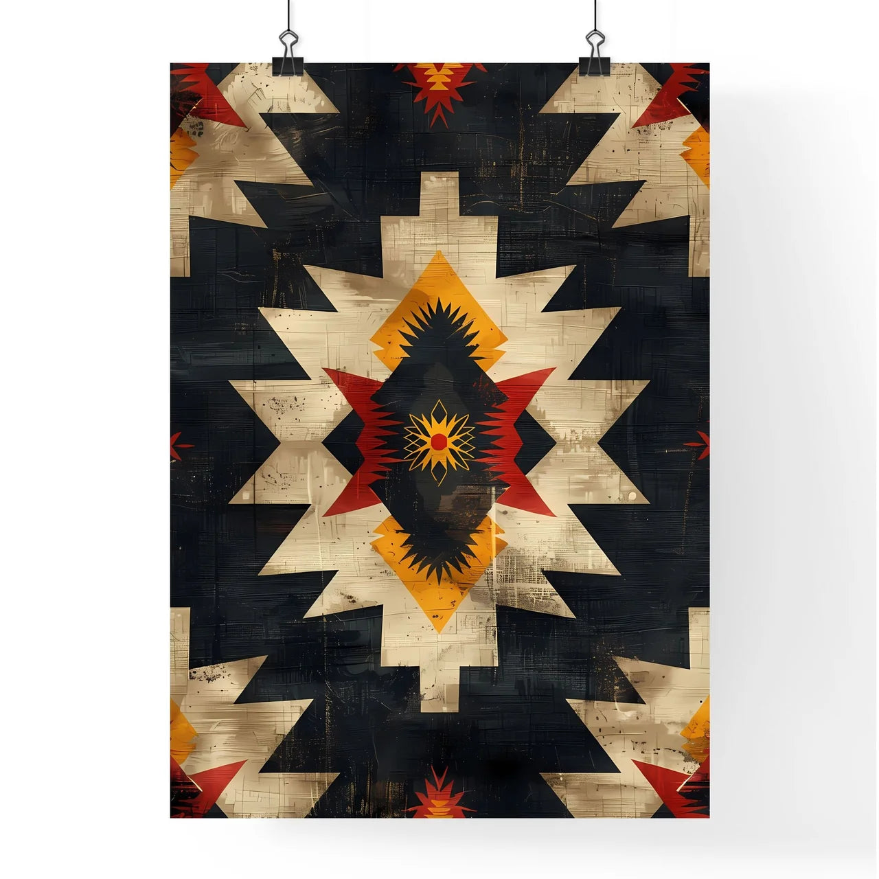 Vibrant Ethnic Tribal Art Seamless Pattern w Poster