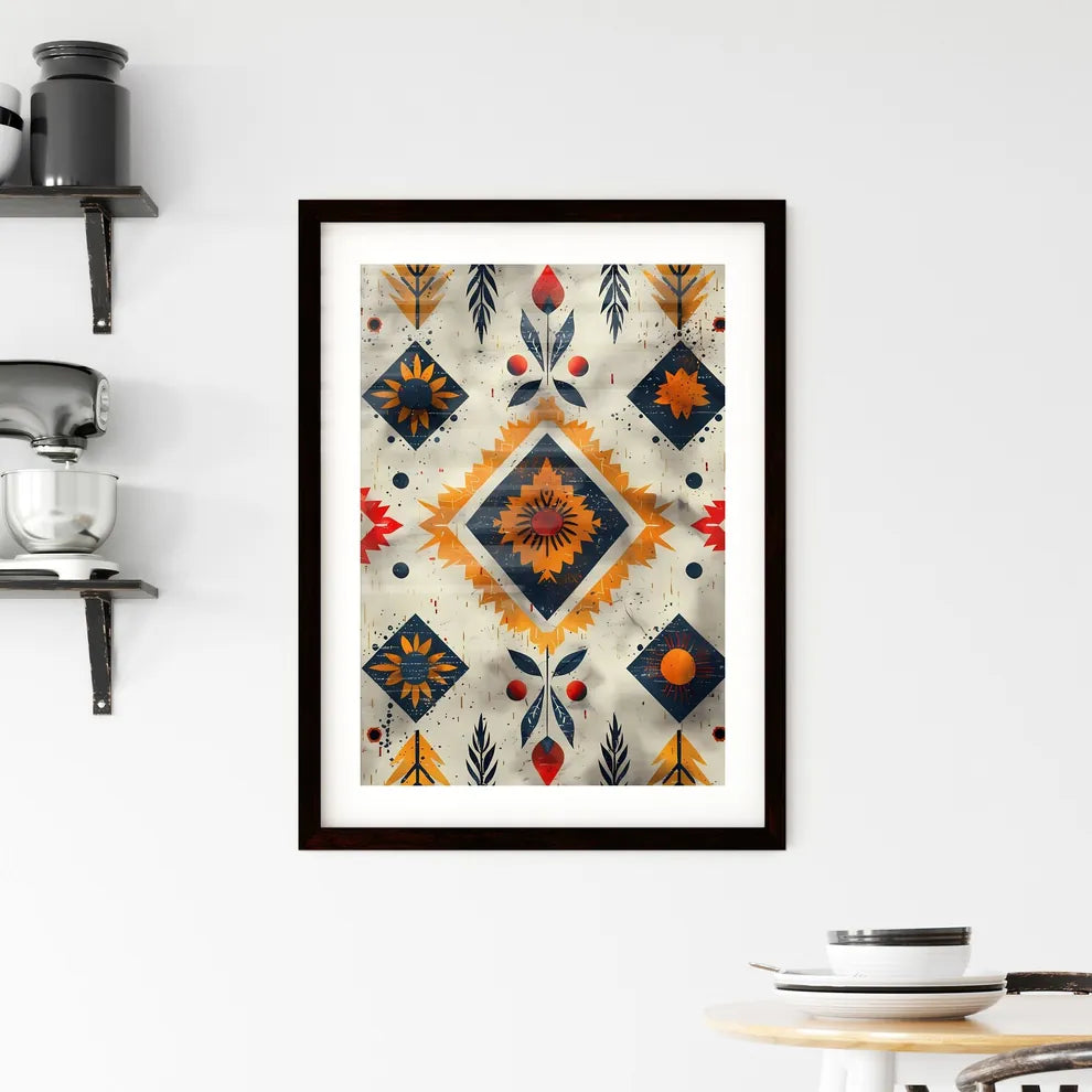 Colorful Tribal Ethnic American Seamless Pat Framed Print
