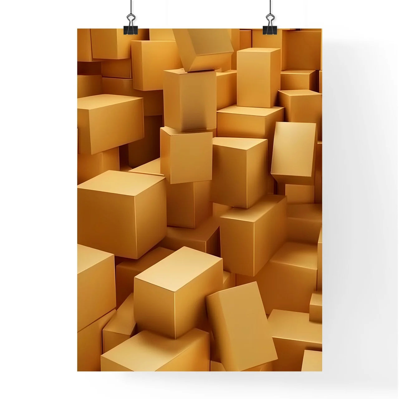 Abstract De Stijl Composition with Gold Rect Poster