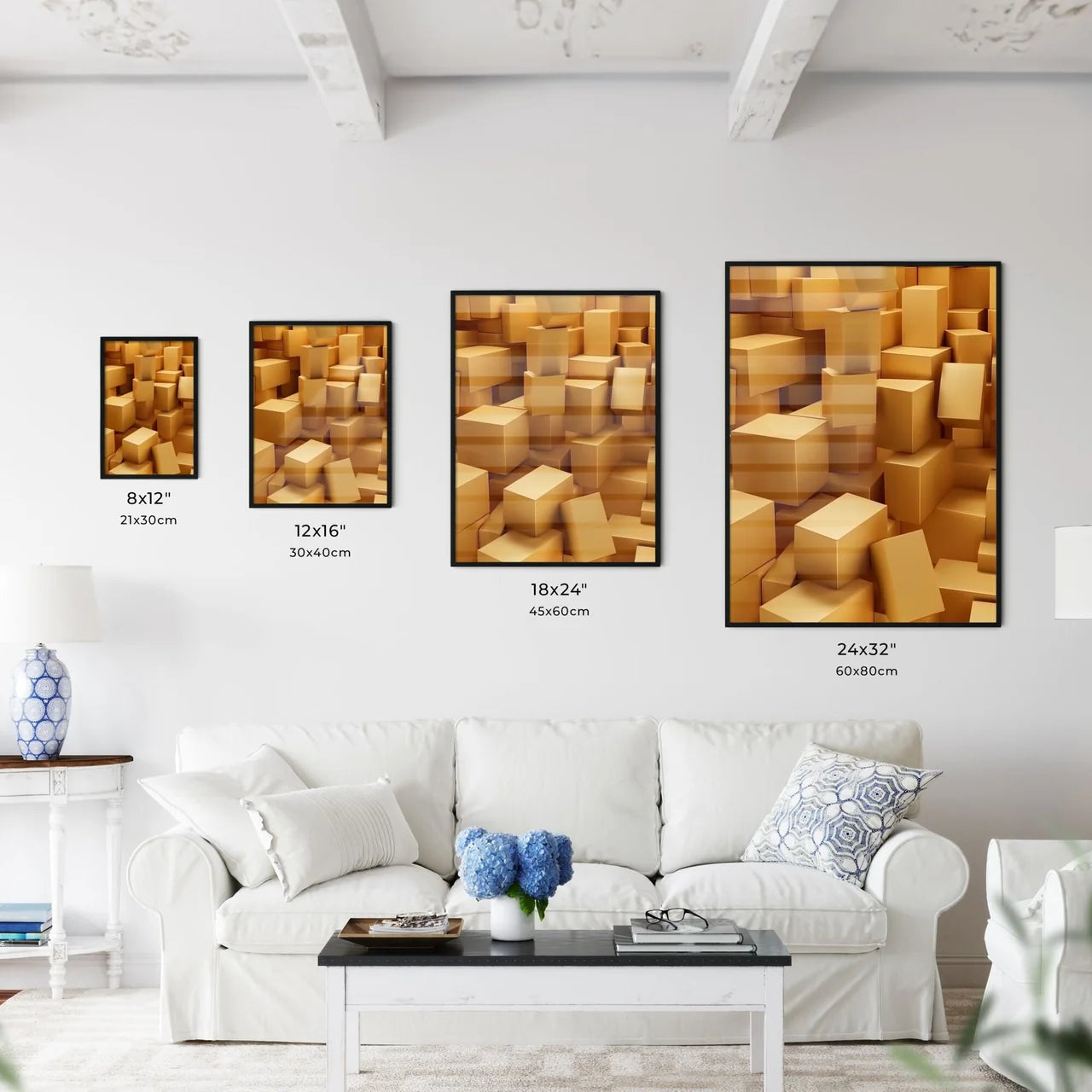 Abstract De Stijl Composition with Gold Rect - Kitchen Hangings