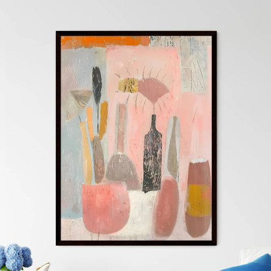 Abstract Floral Vase Painting Inspired by Na - Framed Art Print