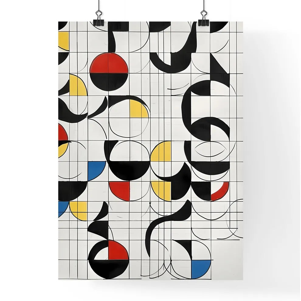 Colorful Quarter Circle Grid Painting Poster