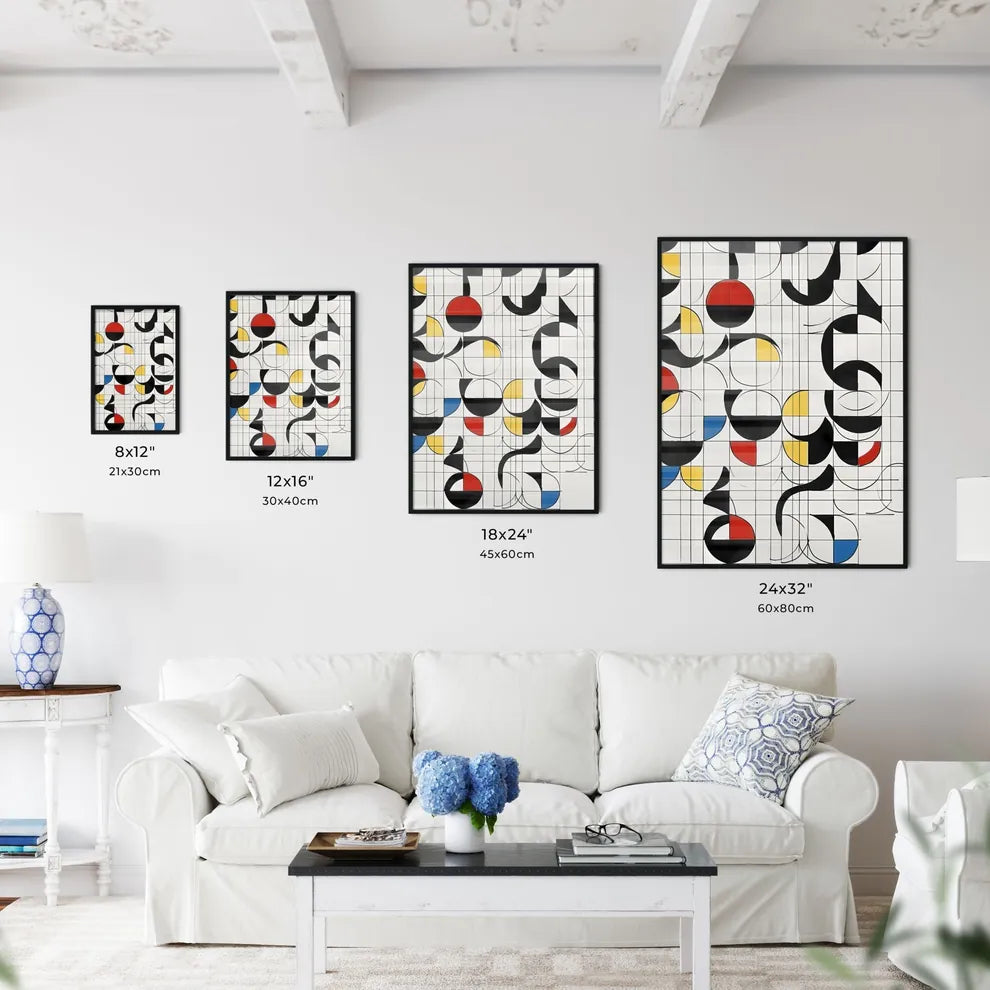 Colorful Quarter Circle Grid Painting - Kitchen Hangings