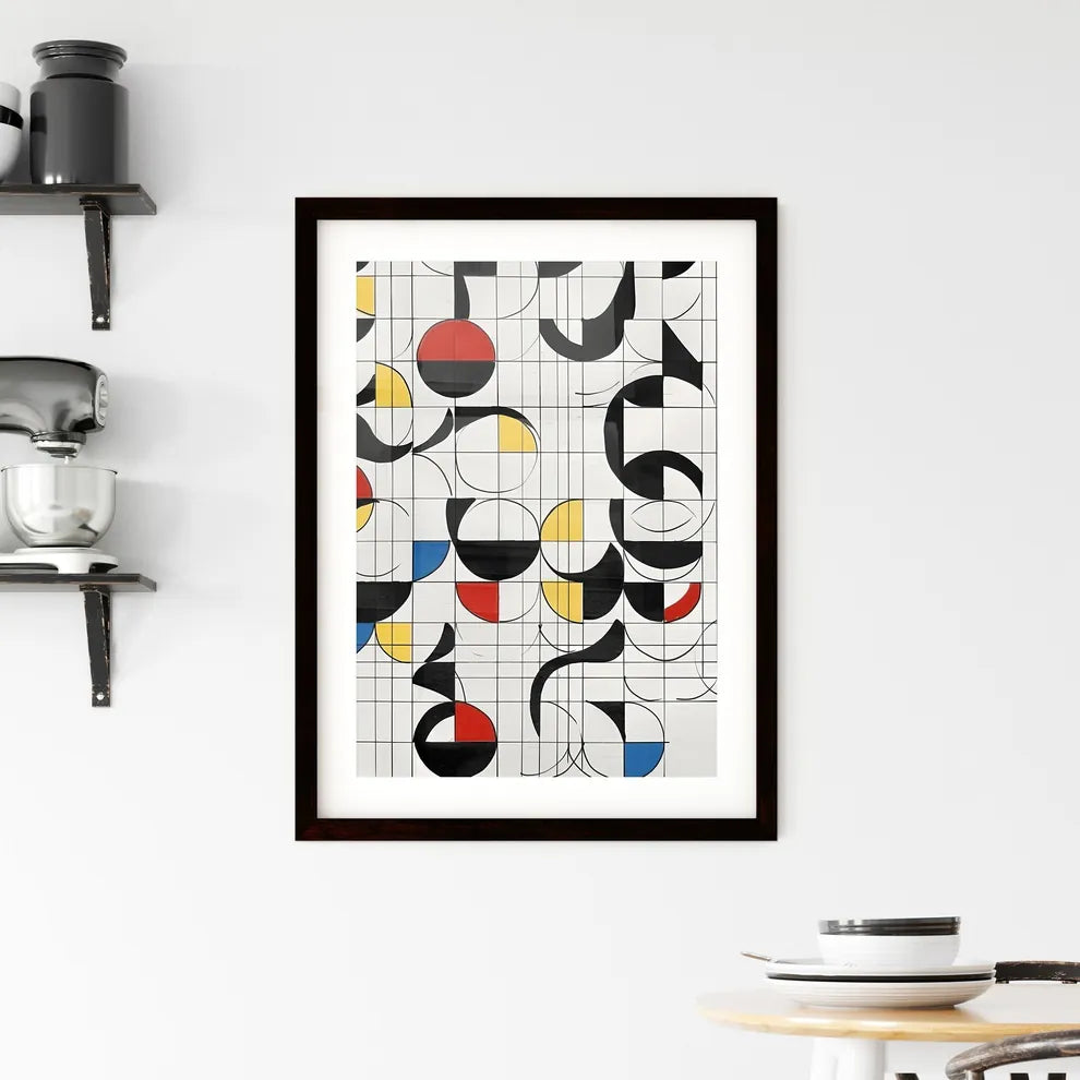 Colorful Quarter Circle Grid Painting Framed Print