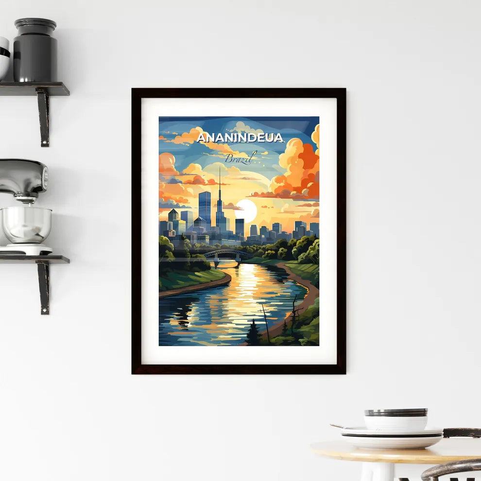 Vibrant Painted Cityscape of Ananindeua Brazil Skyline with River and Artwork Focus Default Title