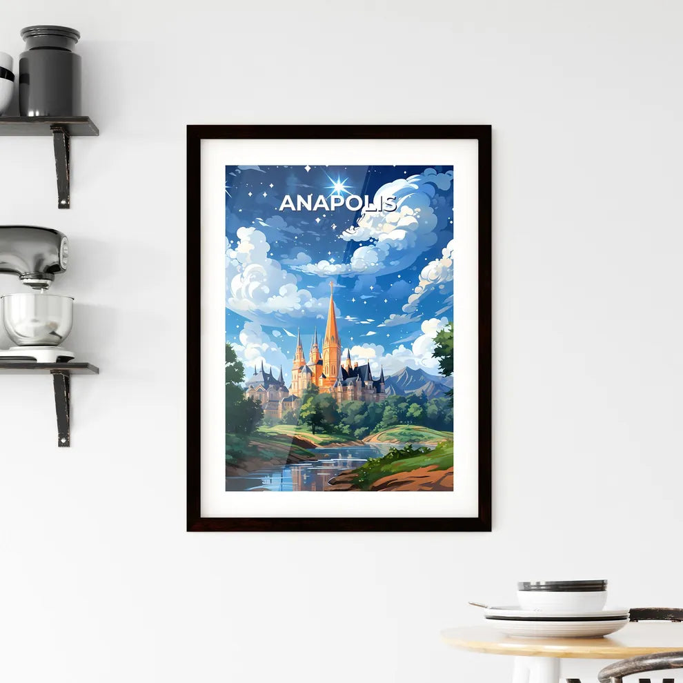 Anapolis Brazil Cityscape Painting Artistic Skyline Riverside Castle Trees Watercolor Vivid Colorful Default Title