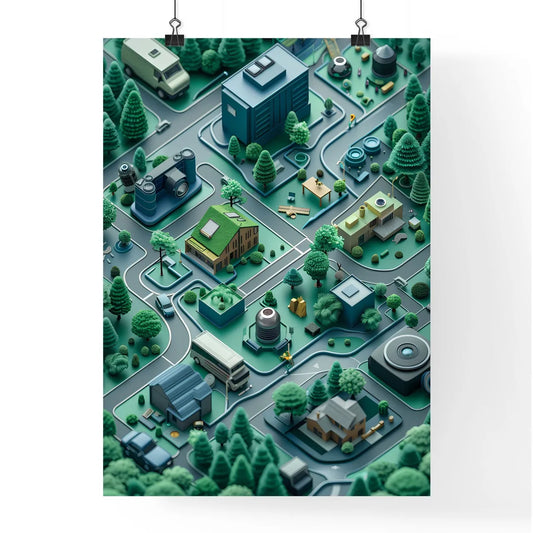 City Map And Park Icon Set Realistic Detaile Poster
