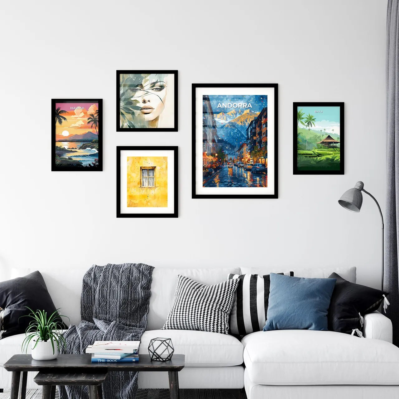 Vibrant Andorra Street Art with Mountain Panorama - Europe, Cityscape, Painting, Buildings Interior Design