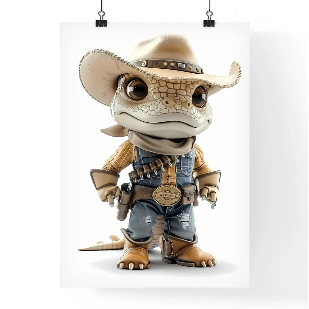 Anthropomorphic Alligator Cowboy Biker Cartoon Character Poster
