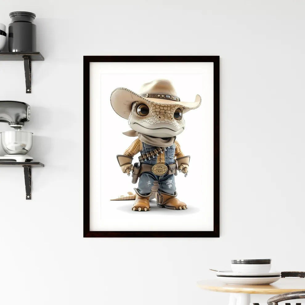 Anthropomorphic Alligator Cowboy Biker Cartoon Character Framed Print