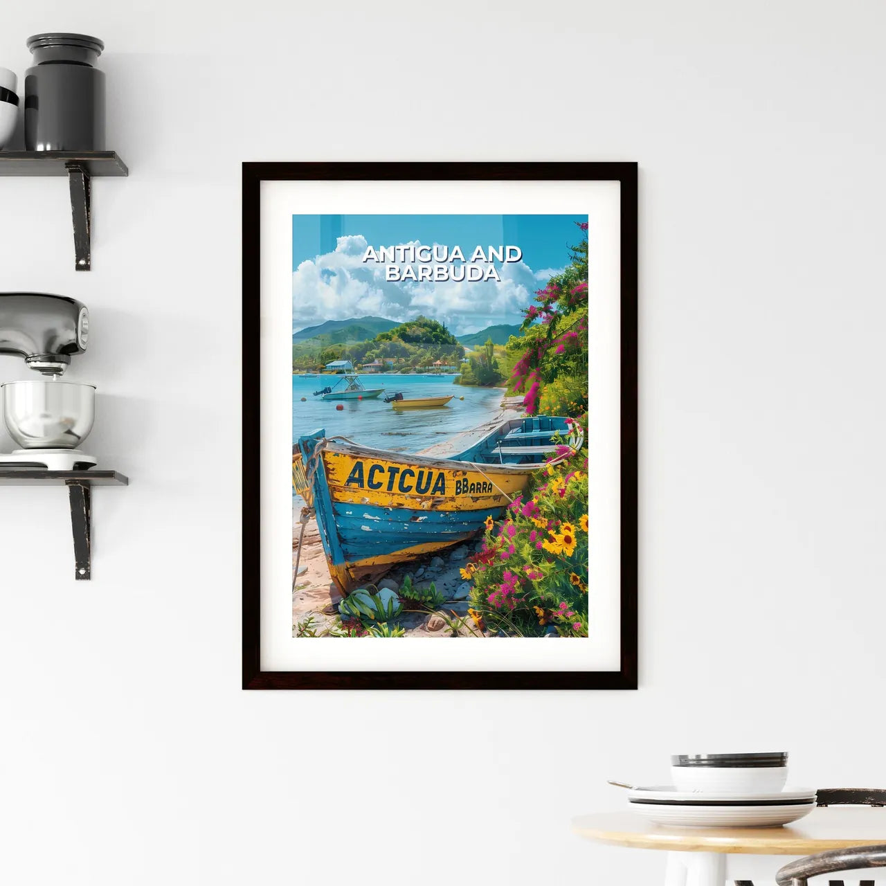 Vibrant Artistic Painting Depicting Antigua  Framed Print