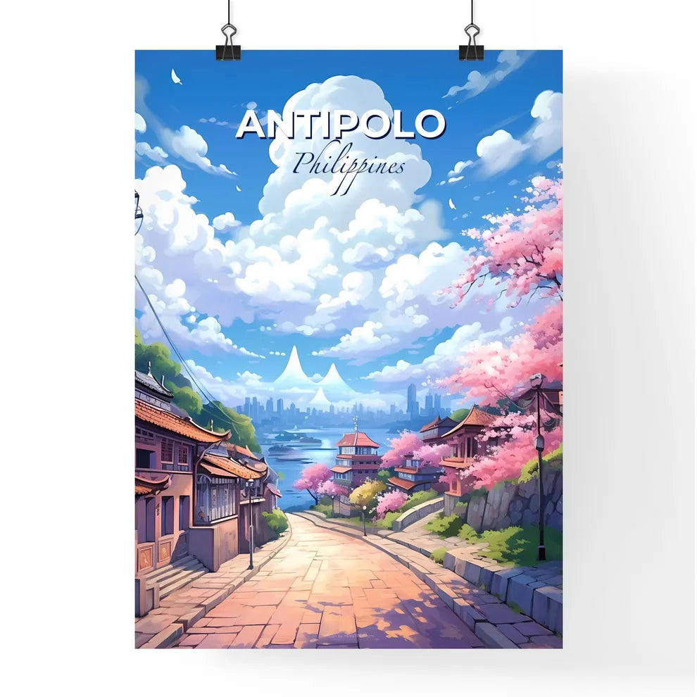 Antipolo Skyline Philippines Street Buildings Trees Watercolor Painting Urban Cityscape Default Title