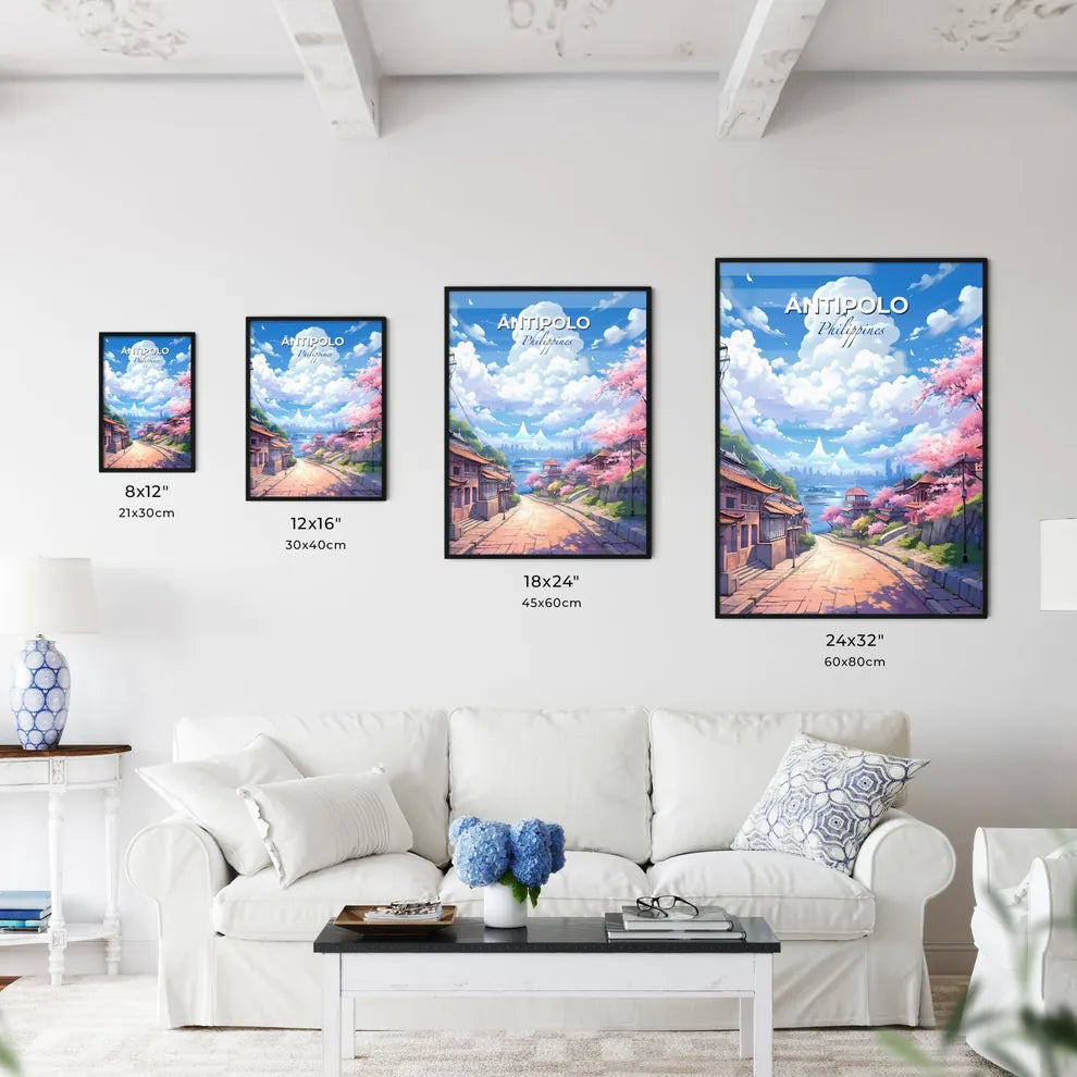 Antipolo Skyline Philippines Street Buildings Trees Watercolor Painting Urban Cityscape Default Title