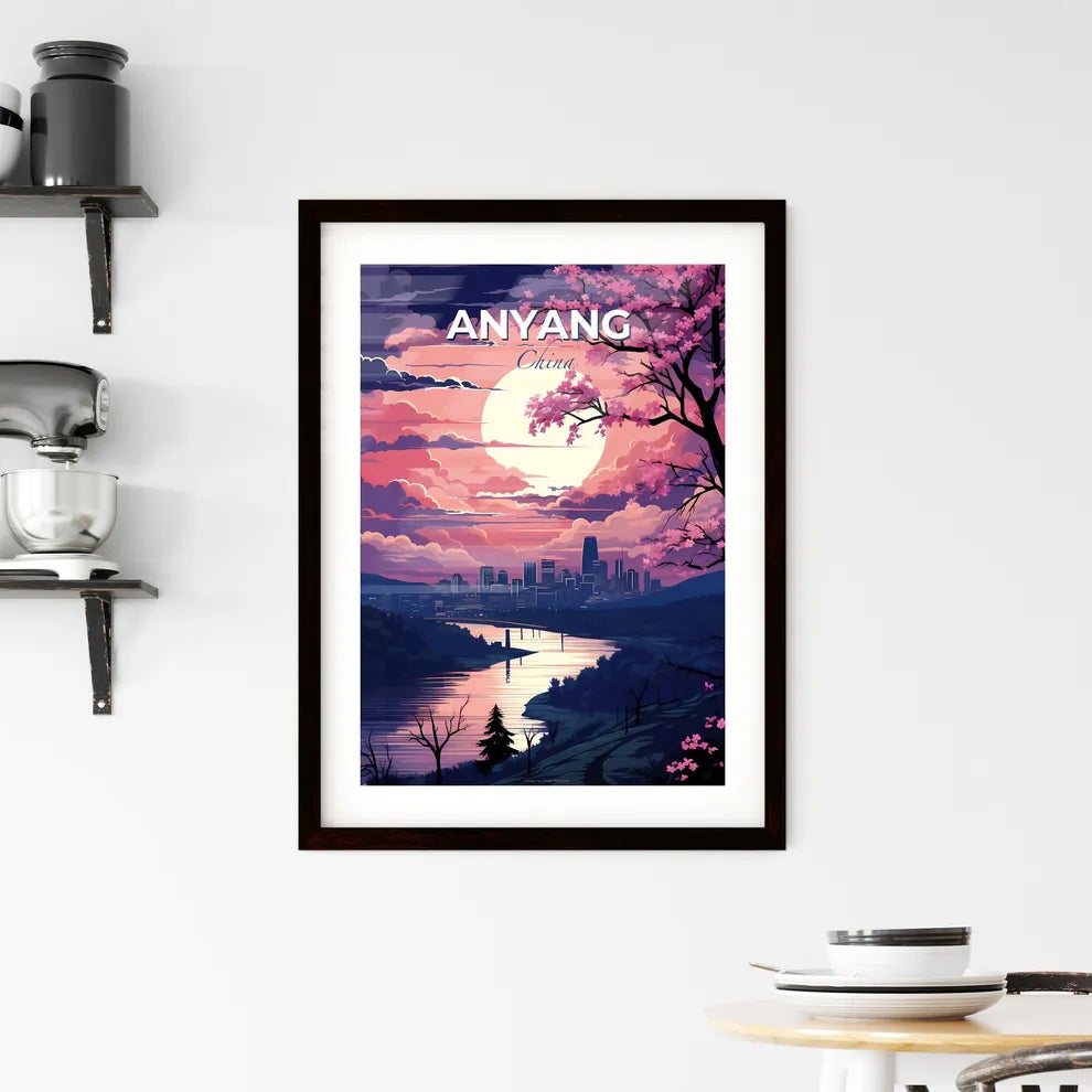 Artistic Anyang Skyline Depicting a River and Vibrant Cityscape with a Focus on the Art Default Title