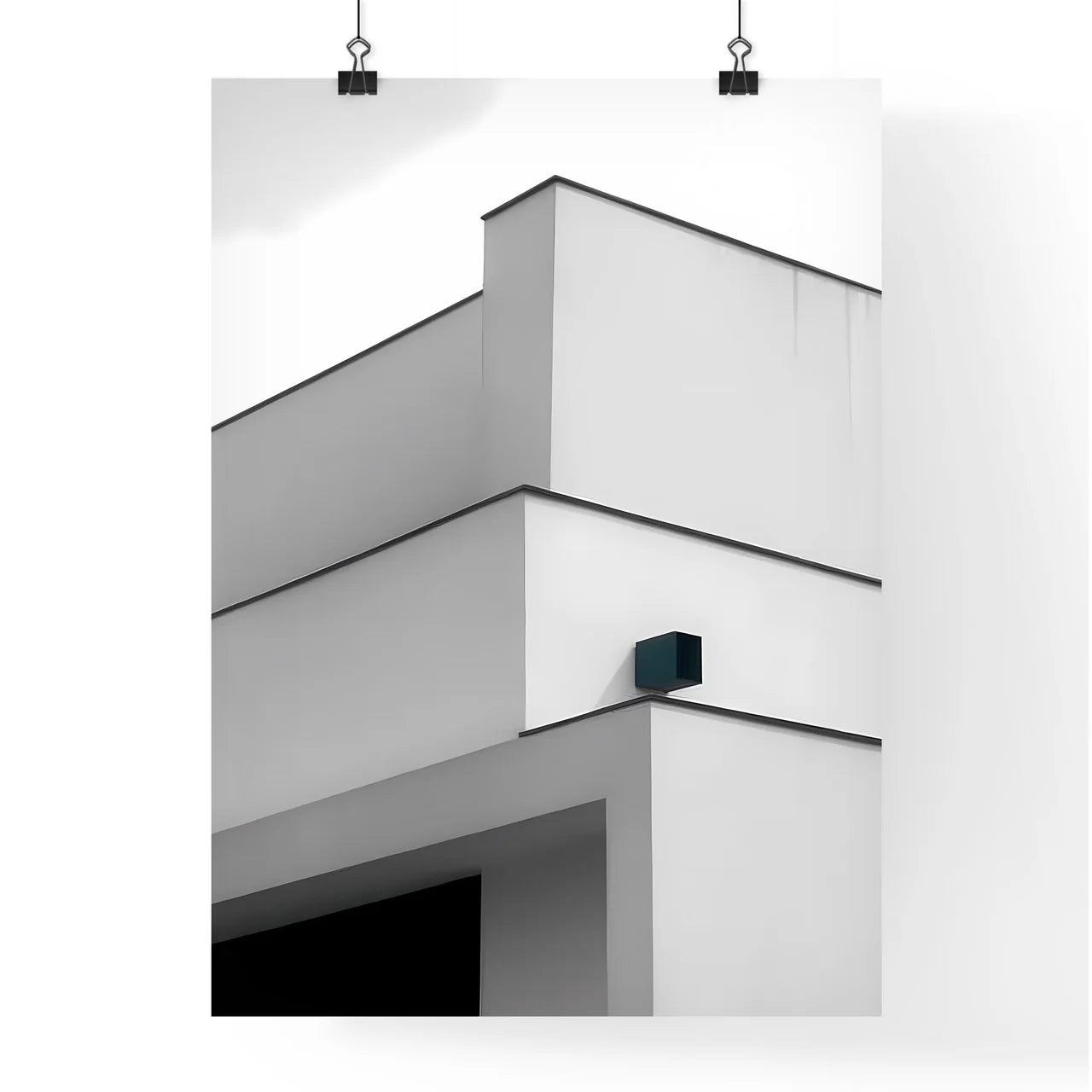 Bauhaus Minimalist Architecture Poster Design - Vibrant Painting Focus on Corner Box Poster