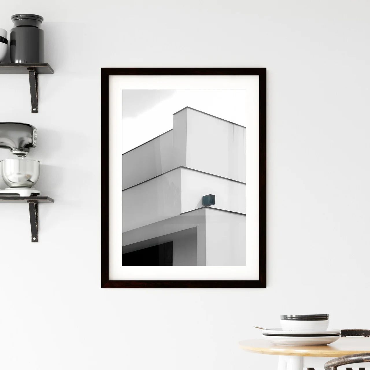 Bauhaus Minimalist Architecture Poster Design - Vibrant Painting Focus on Corner Box Custom Print