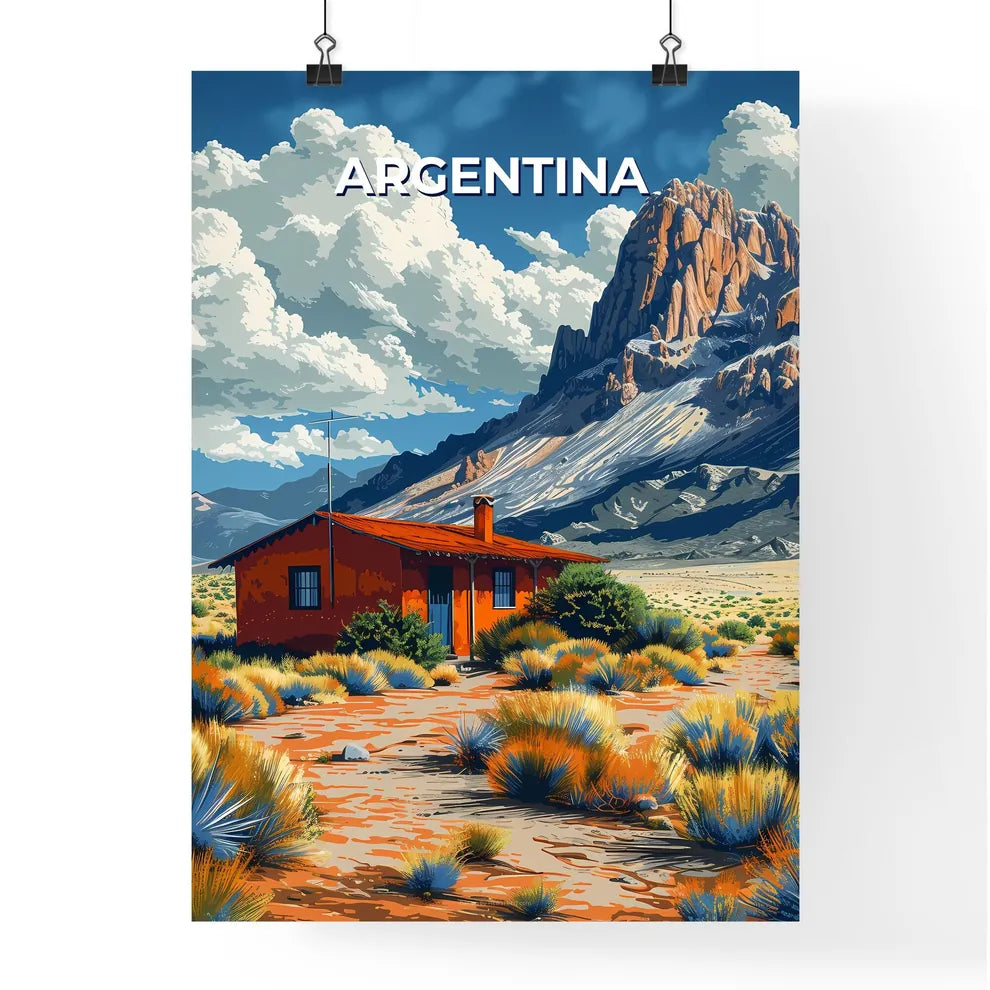 Argentina Desert House Painting Art Mountain Background Poster