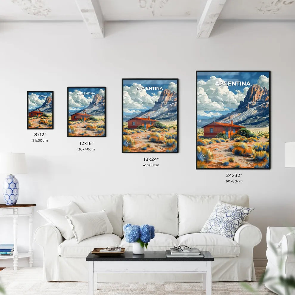 Argentina Desert House Painting Art Mountain Background Size Chart