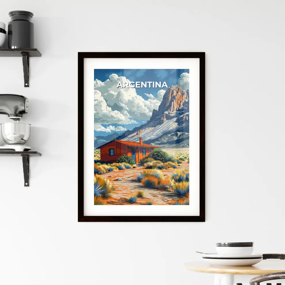 Argentina Desert House Painting Art Mountain Background Custom Print