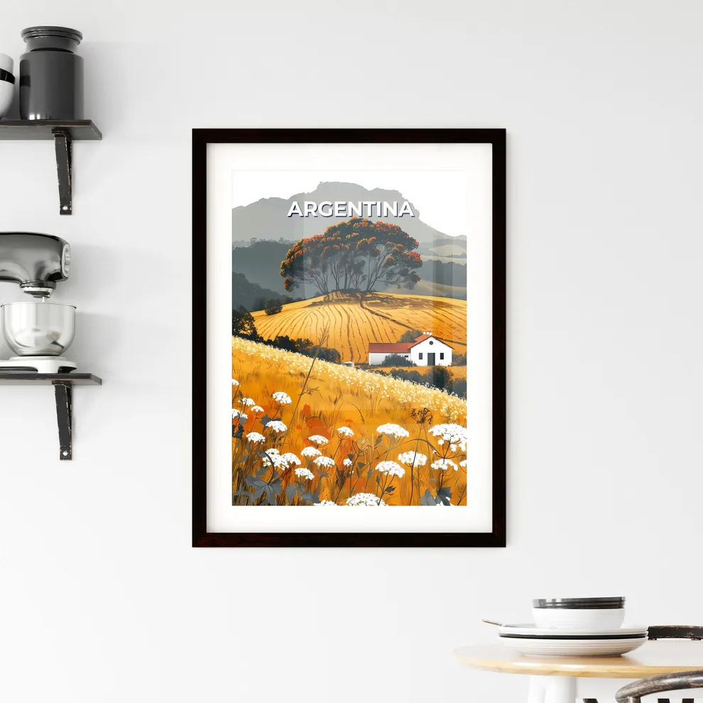 Vibrant Painting of House Amidst Colorful Fi Framed Print